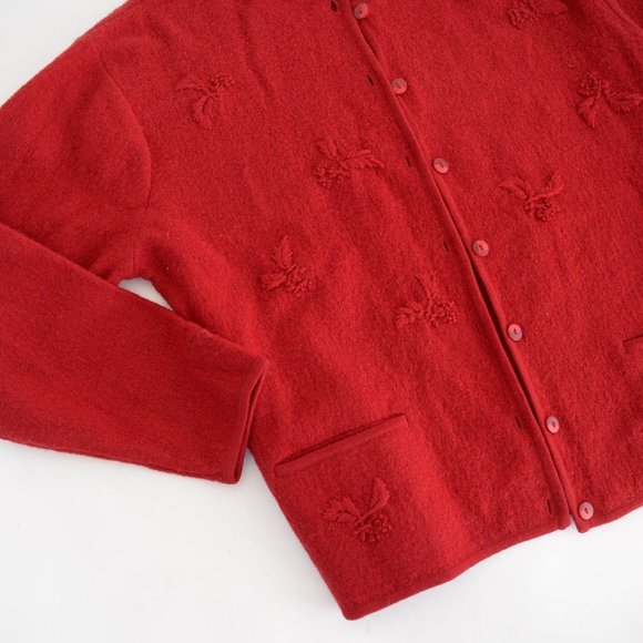 Vintage Tabi Red 100% Wool Button Down Cardigan Size Medium - Picture 8 of 13